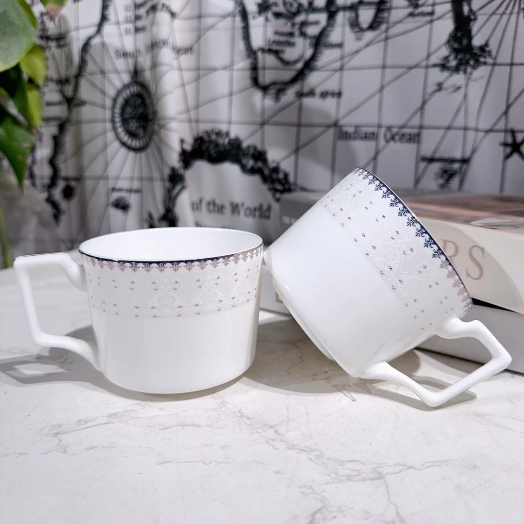 【法式高骨咖啡杯2只】淡雅！45%骨瓷杯碟外贸轻奢精致 230ml餐具