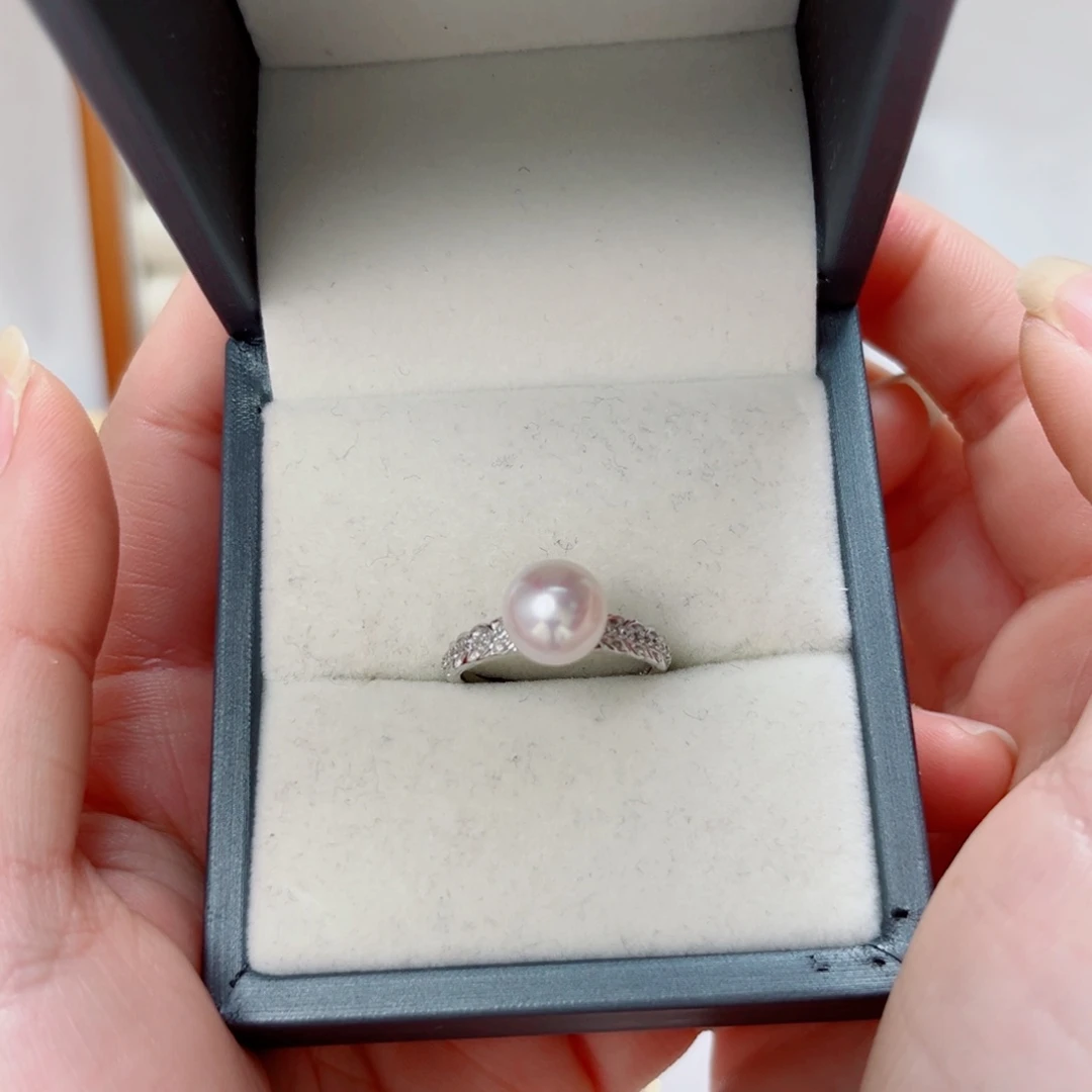 戒指银S925镶嵌淡水珍珠