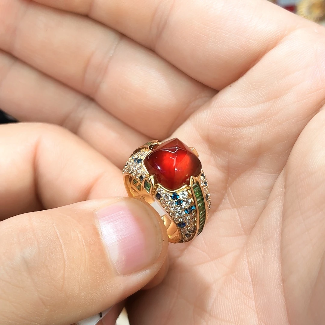 石榴石戒指银S925镶嵌