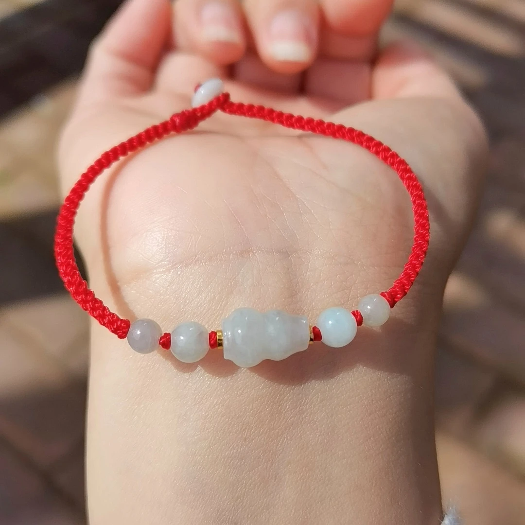 【葫芦】天然翡翠葫芦福禄纯手工编织红绳男款女款简约手绳精致绳编