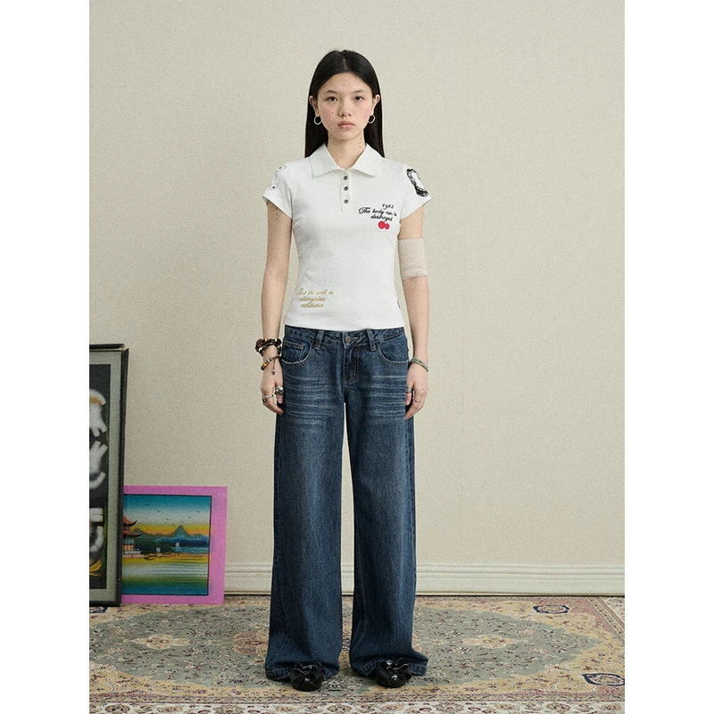 Achihara【7.27/19点1件9折3件8.5折】赛马Polo绣花衫