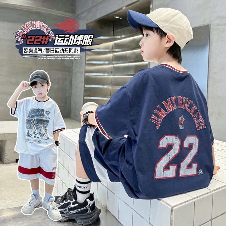 童装男童夏季运动套装儿童洋气时髦短袖短裤两件套2025大童夏装潮