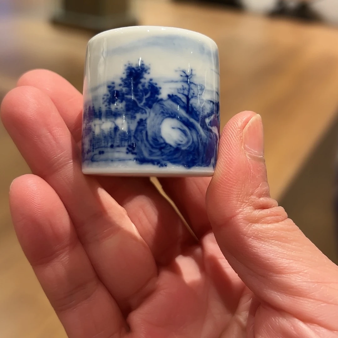 怡琅柴窑手工手绘山水盖置