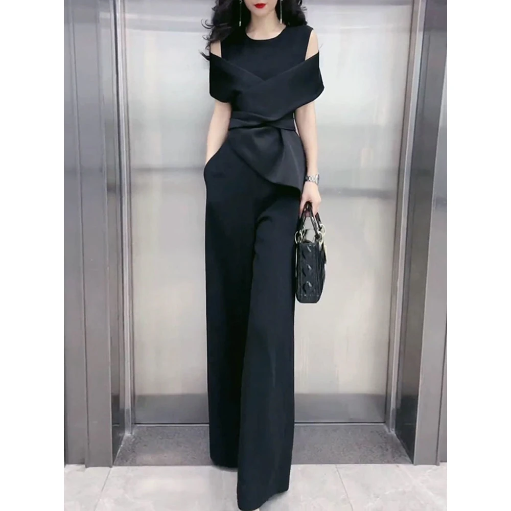 气质名媛瘦高腰阔腿连体裤JYFSMX2403 018971