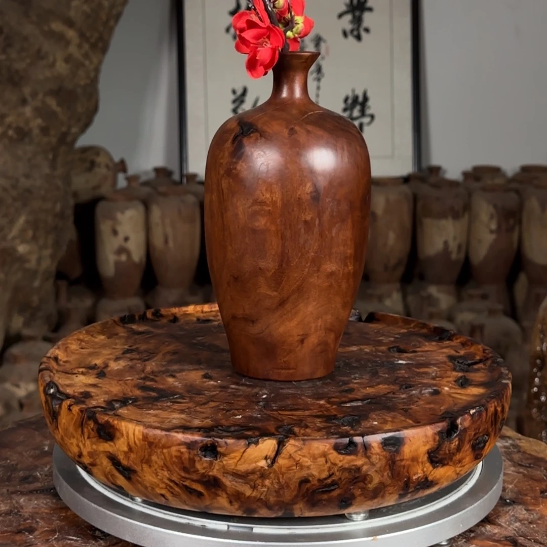 风***8百年鸡心枣木小梅瓶全红