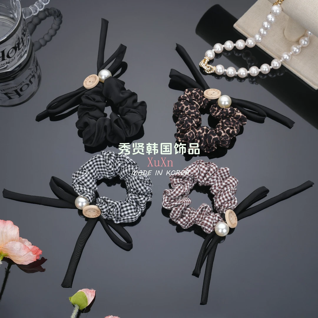 韩国布艺纽扣绳结大肠发圈简约成人百搭气质时尚头绳弹力韩版ins