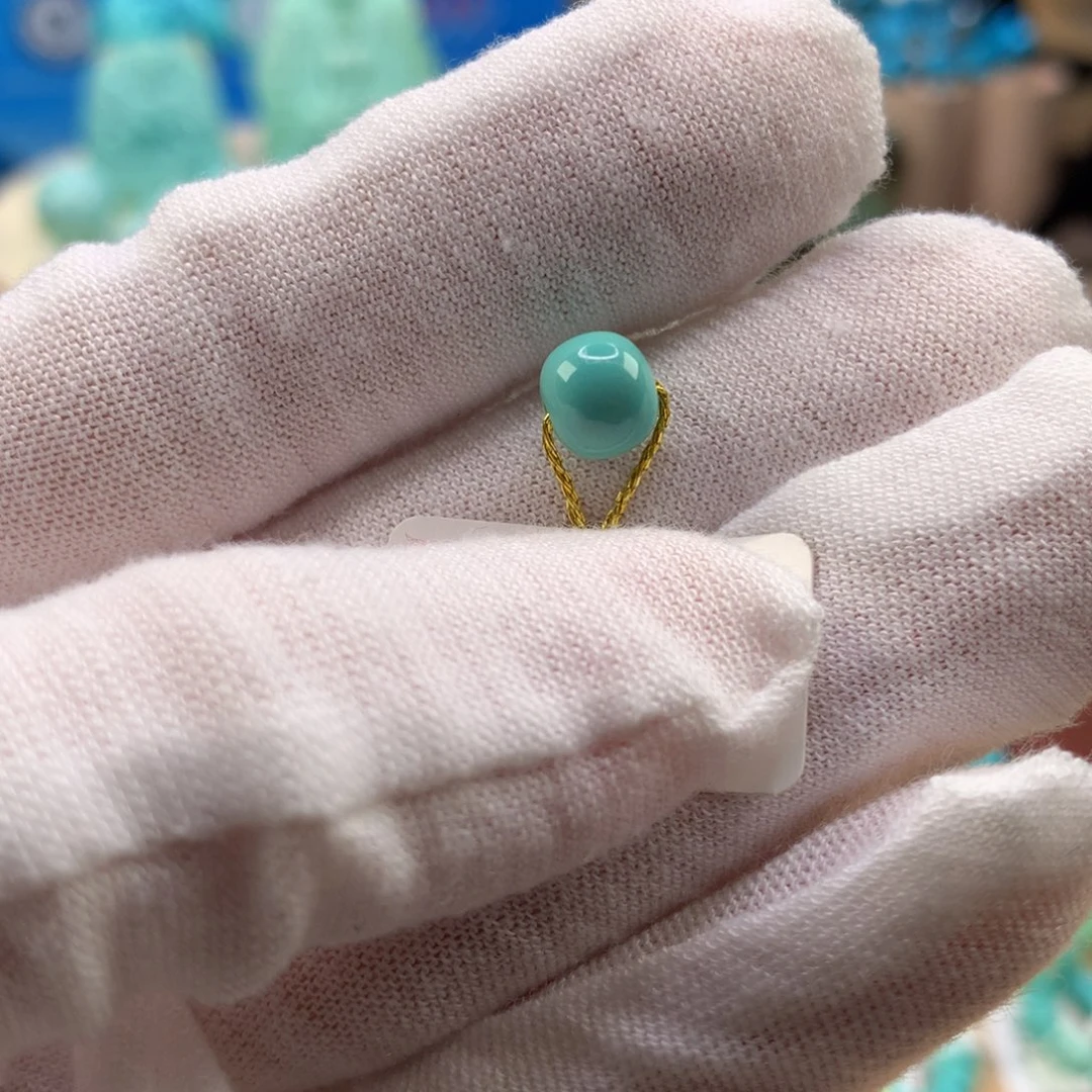 绿松石未镶嵌珠宝奇石高瓷绿老型7.2*6.2mm