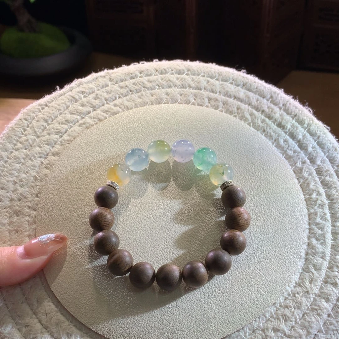 散珠翡翠天然缅a飘彩半串11+