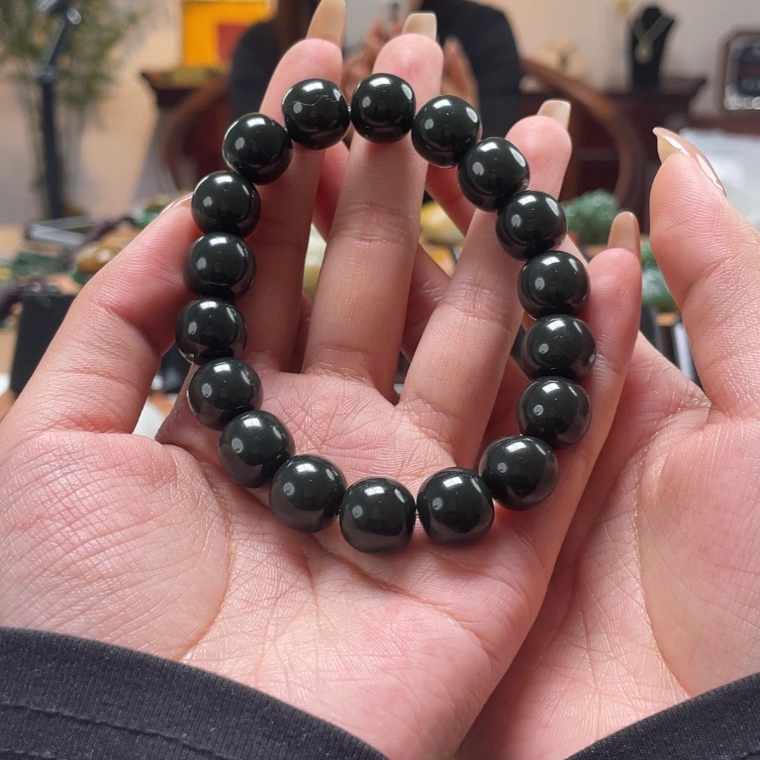 和田玉未镶嵌手链和田玉沙苹果珠12/13