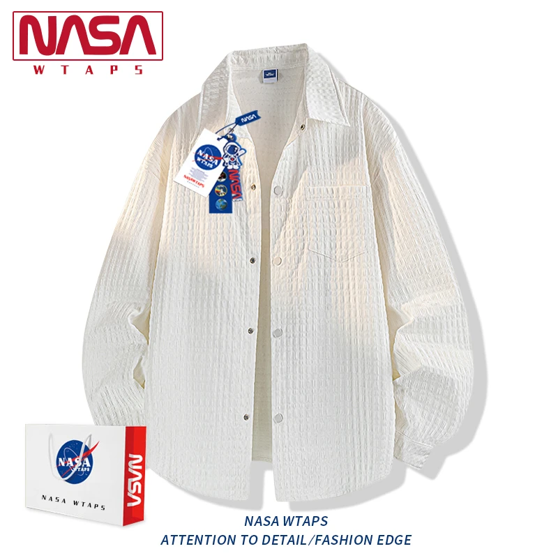 NASA WTAPS潮牌日系提花衬衫男女款长袖新款春秋休闲宽松衬衣外套