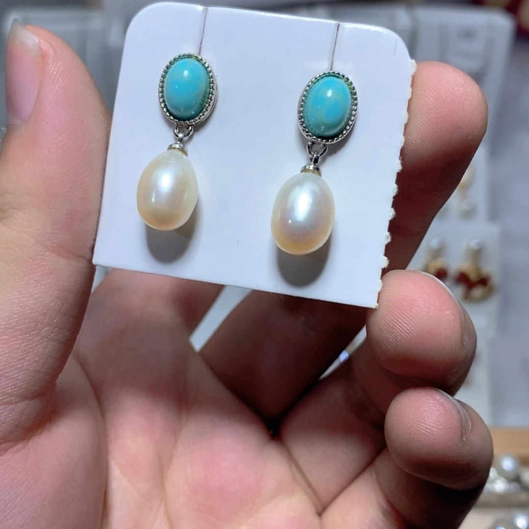 淡水珍珠耳饰银S925镶嵌