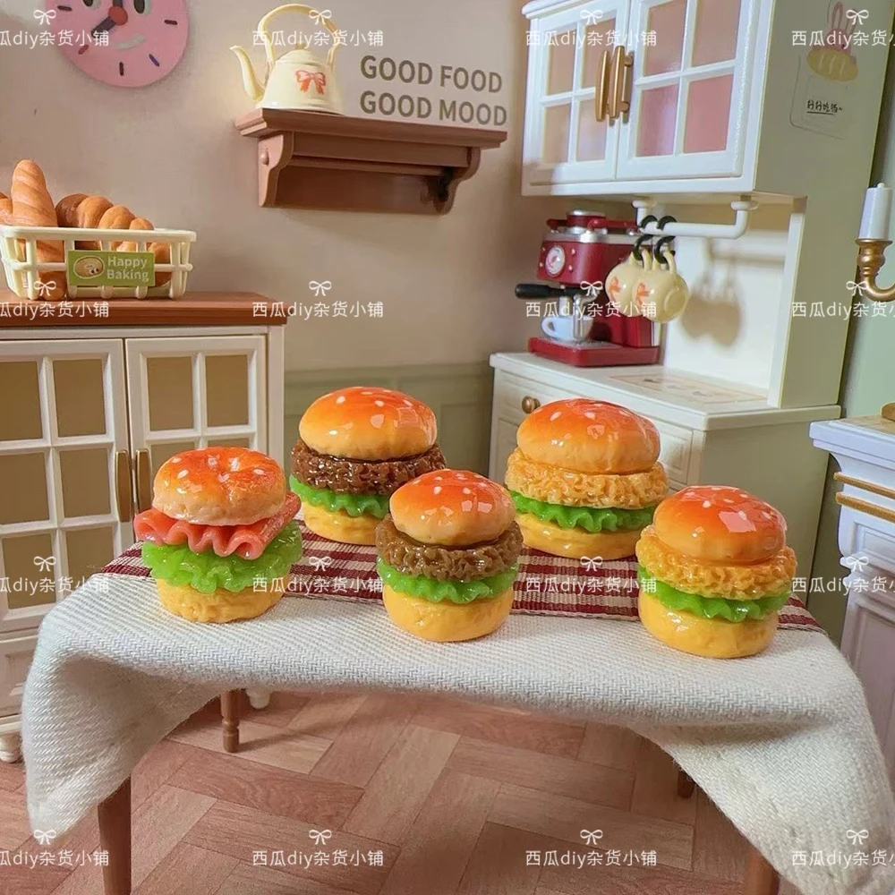 仿真树脂配件写实立体汉堡迷你培根贝果微缩食玩diy挂件场景材料