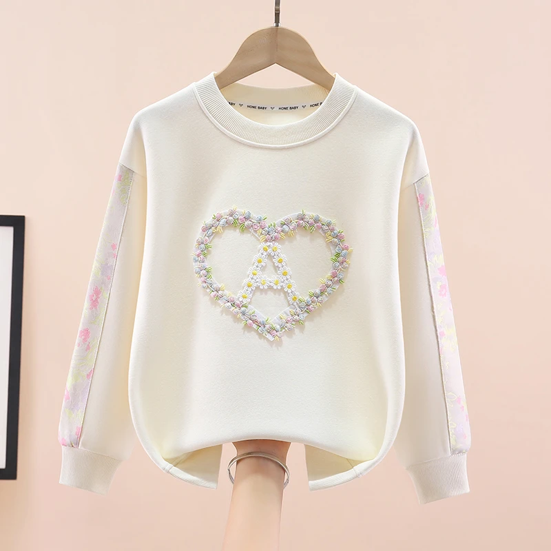 女童卫衣春秋新款洋气中大童圆领长袖春装打底衫儿童卫衣休闲上衣