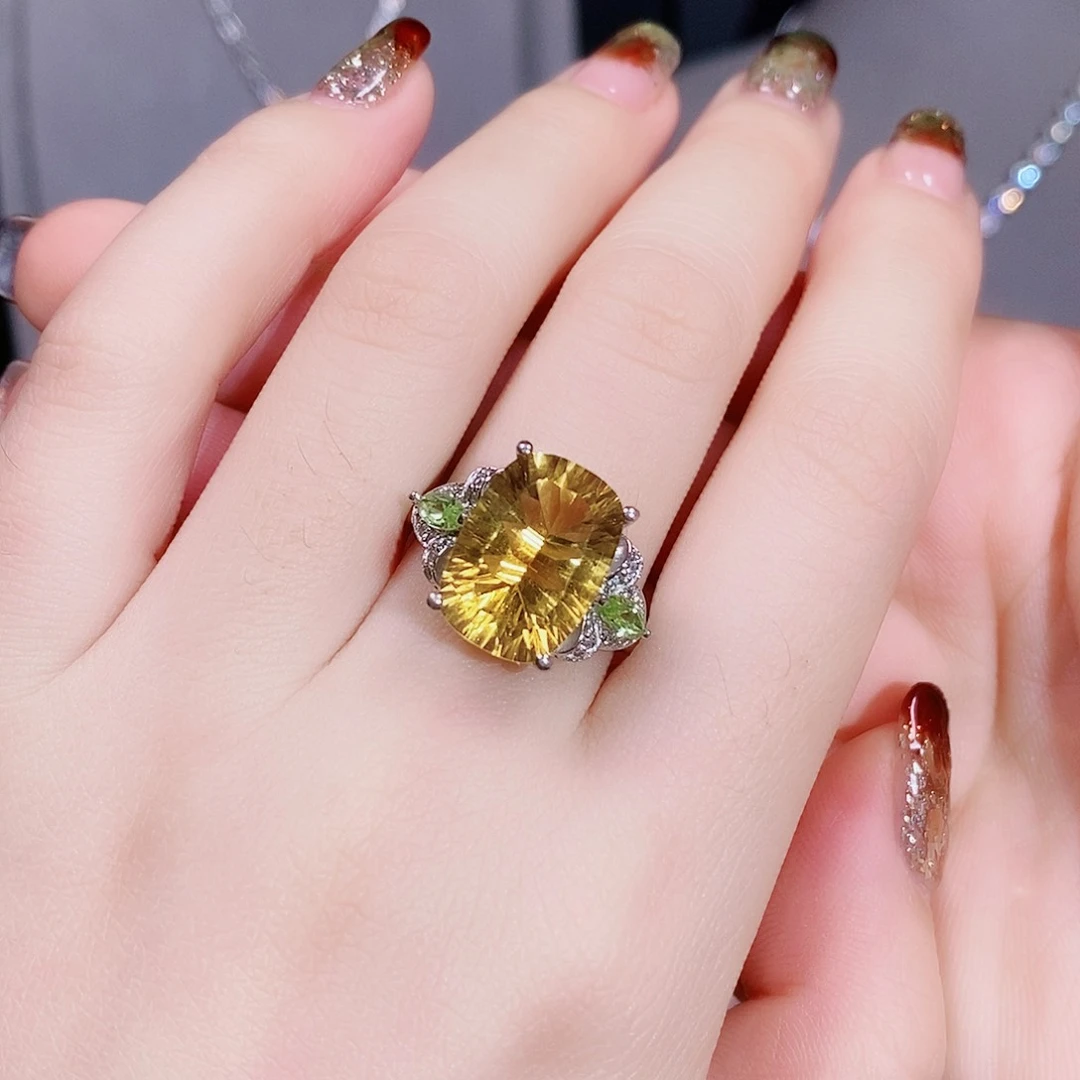 黄晶戒指银S925镶嵌1212