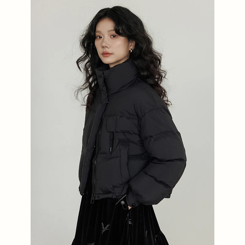 vastand维尚 冬季立领设计感短款羽绒服女茧型工装休闲白鸭绒保暖