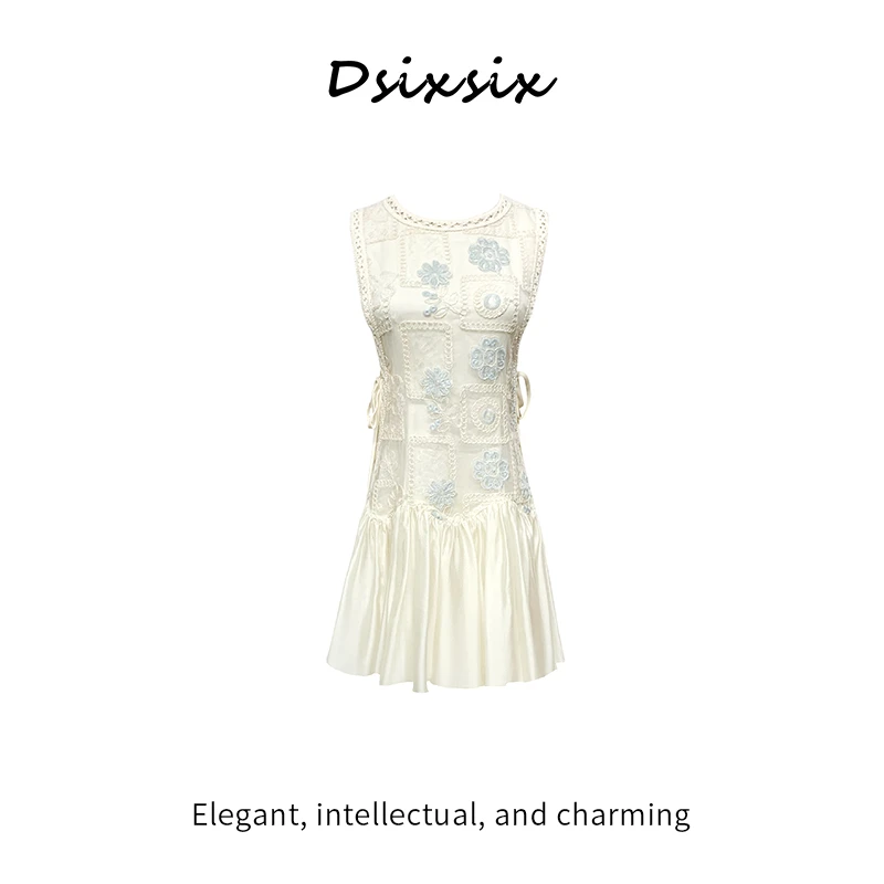 Yeah Me-【云蓝水谣】夏季新中式设计感优雅气质重工绣花显瘦连衣裙