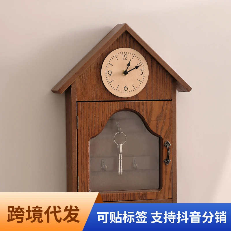 创意进门口墙上装饰挂钩免打孔入户玄关钥匙挂钩挂架收纳木质置物