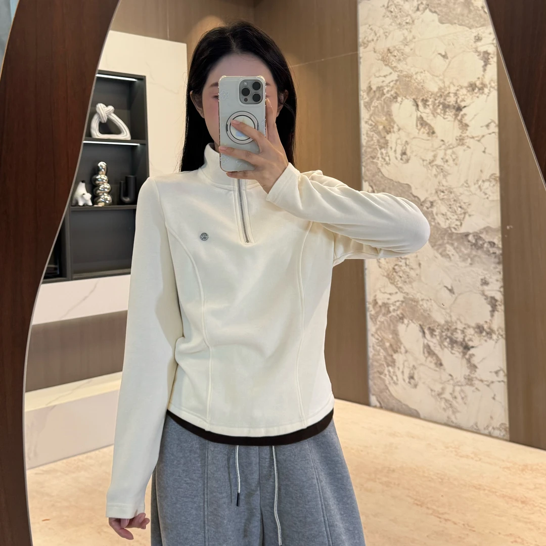 宿慕时尚百搭双面绒保暖立领上衣新款舒适小衫1638小雨通勤洋气
