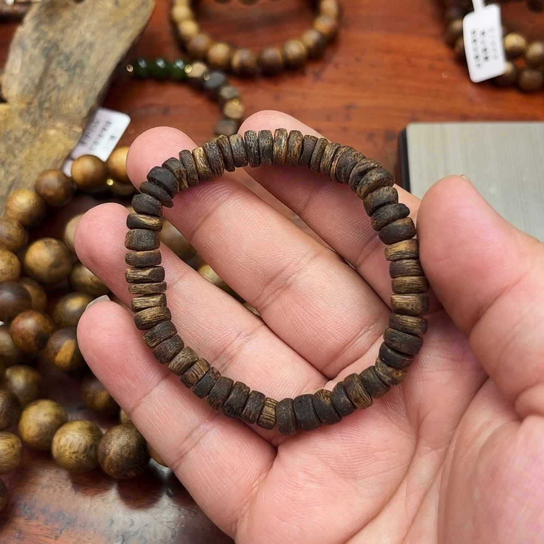 手串沉香奇楠沉香沉水片珠单圈手串一条