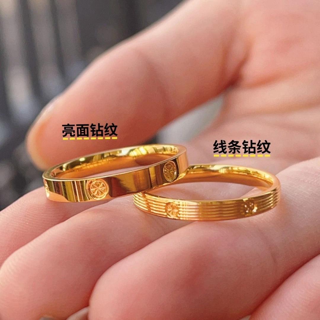 钛钢戒指 不掉色戒指轻奢感高级钻纹男女情侣对戒女素简约指环