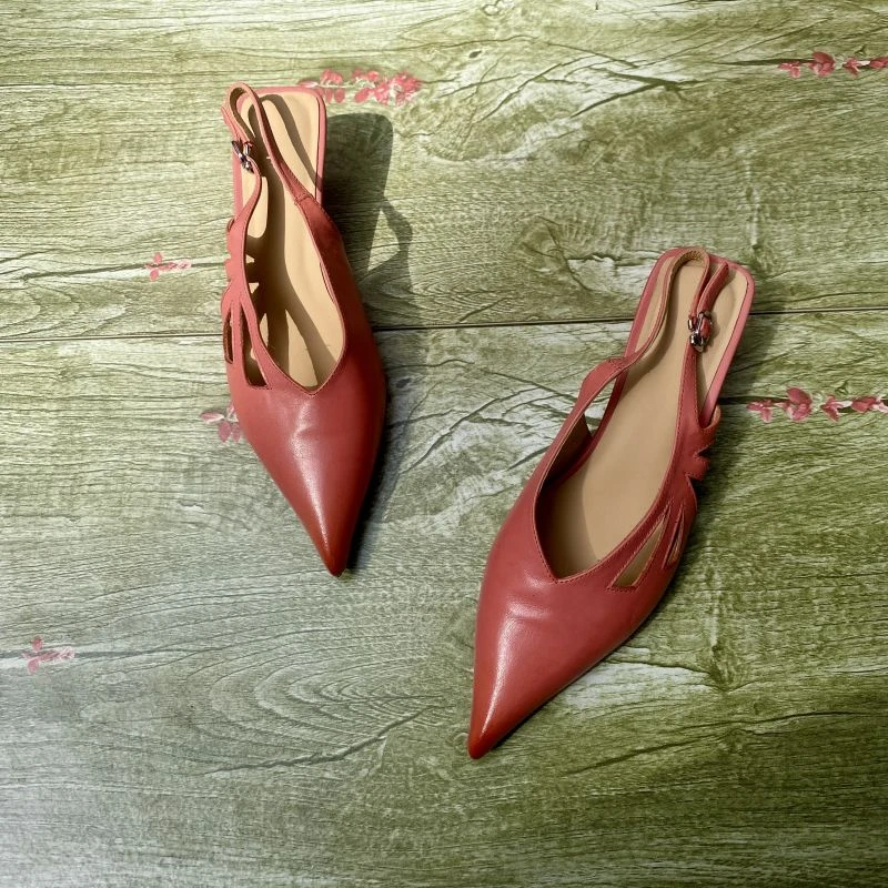 凉鞋女款爆款流行镂空 里外全皮 2025春夏尖头百搭高级感包头夏季