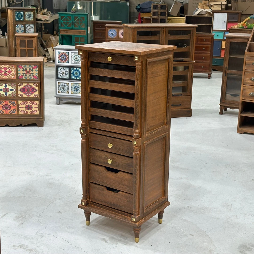 F520梧桐木烧色牙科柜 茶具茶杯储物柜首饰柜