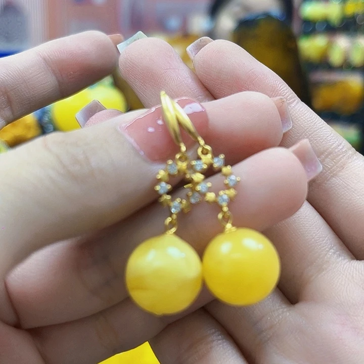 琥珀颈饰未镶嵌耳环