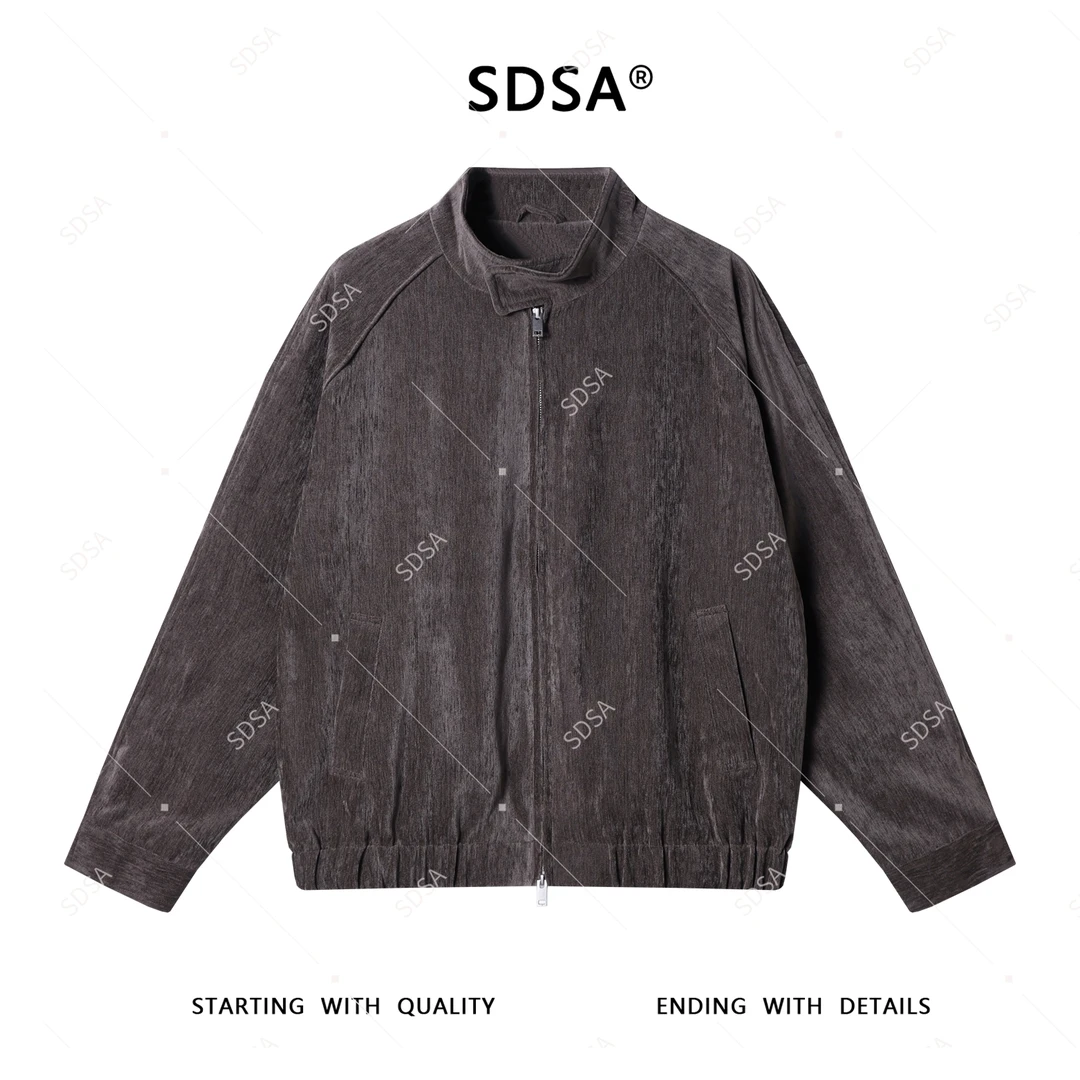 SDSA男士2025新款轻奢痞帅男装复古灯芯绒立领外套百搭开衫夹克