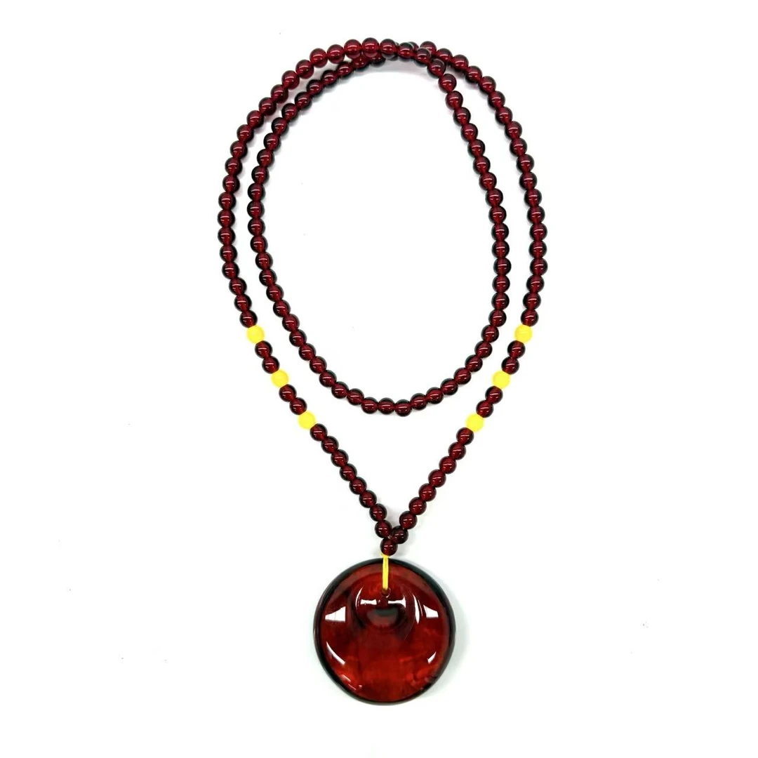 x1001-国风设计款气质款棕红公主扣毛衣链-赠礼盒