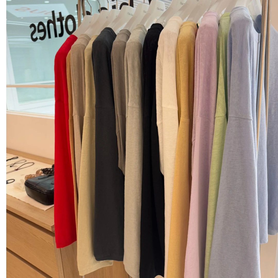 韩国多巴胺色系百搭防晒宽松棉麻时尚高领秋冬长袖打底No退换