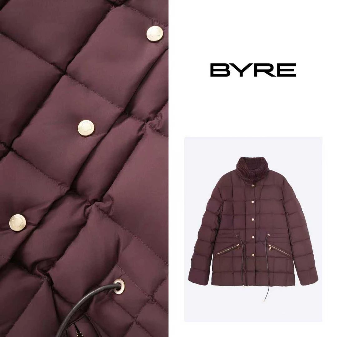 BY818 勃垦地红抽绳款羽绒服【干洗】