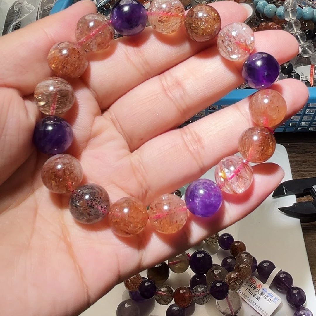 水晶手链未镶嵌黑加伦超七12毫米