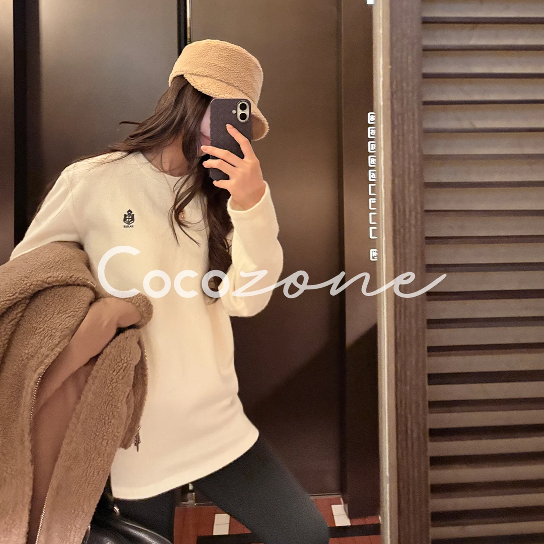 COCO ZONE 刘 一一“小白羊打底”圆领舒适基础款长袖T恤CD1A1764