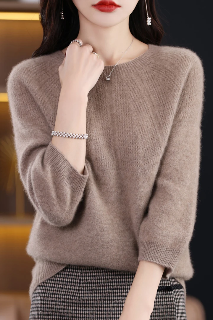 ZHANGLIXI 秋冬百搭设计师款女士保暖100%纯羊毛衫DMR111