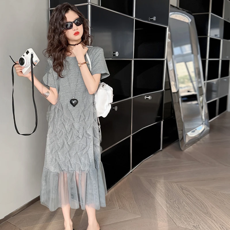 女童超好看的连衣裙夏装2025新款儿童夏季短袖T恤裙大童女孩裙子8