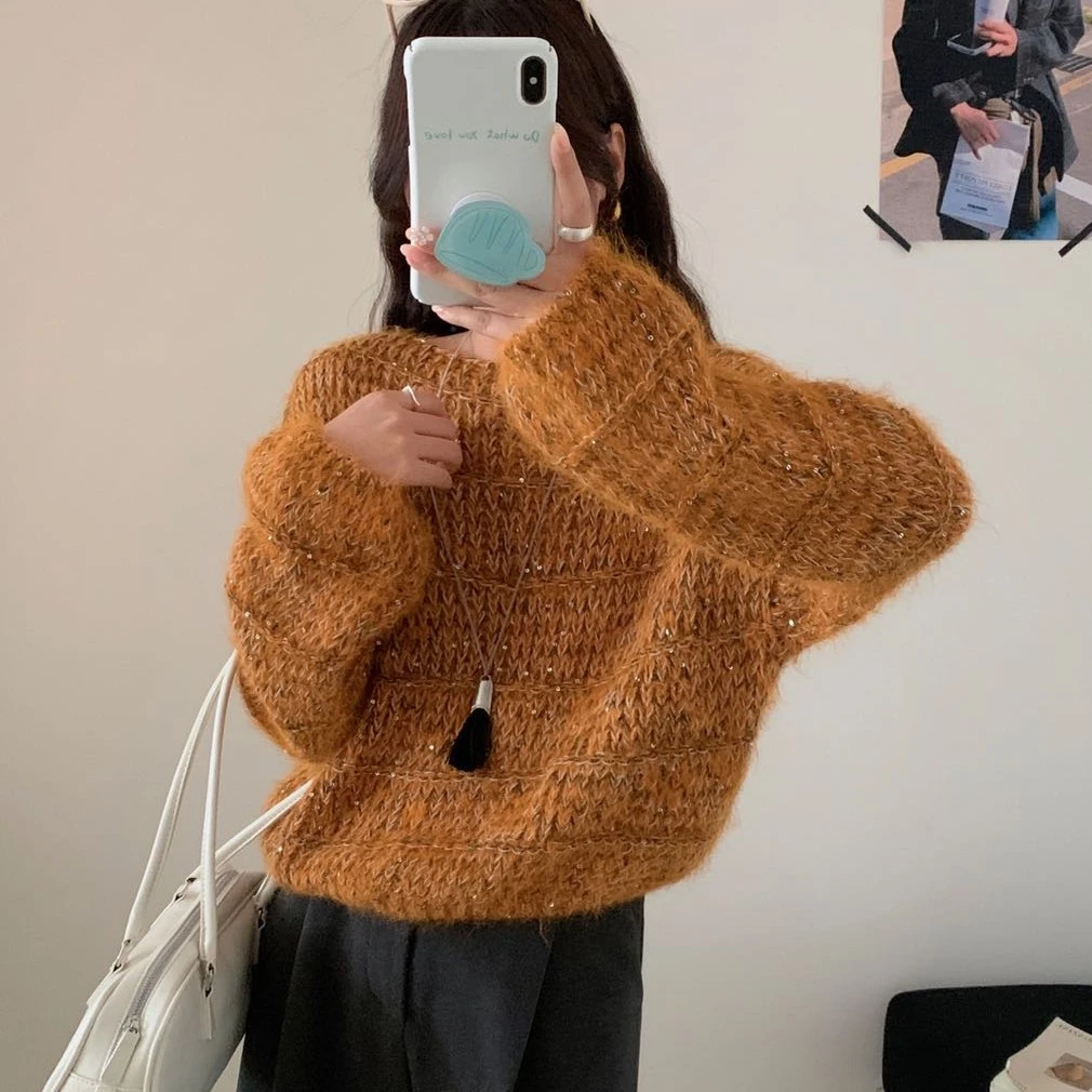 高级感短款毛衣女秋冬2025新款慵懒风宽松休闲百搭减龄针织打底衫