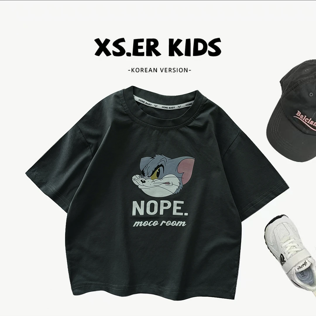 儿童夏季冰爽棉短袖T恤卡通韩版中大童上衣男女童洋气百搭T休闲