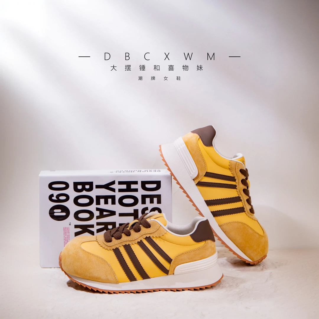 喜物妹复古阿甘鞋女娃娃头厚底德训鞋2025春季新款轻便女鞋