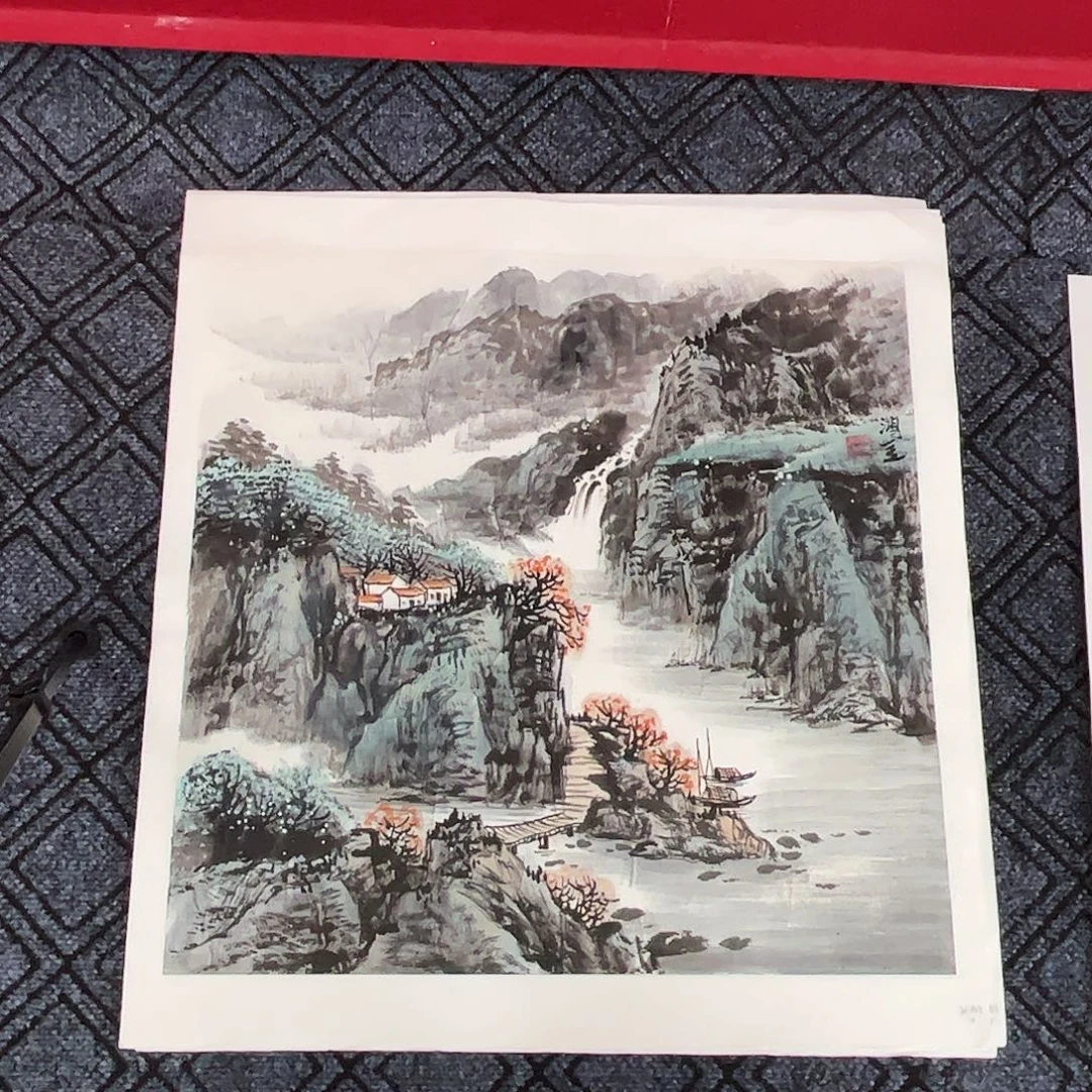 松***生国画孙鸿金老师四尺斗方山水奇