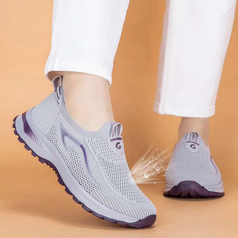 足力健安全老人鞋官方正品中老年健步鞋女夏季一脚蹬妈妈鞋透气老