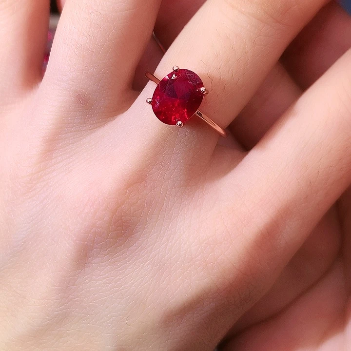 红宝石戒指银S925镶嵌