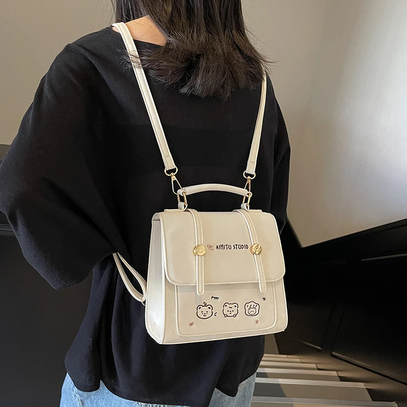 艾米兔女包2025新款潮流印花设计手提包休闲时尚百搭通勤双肩包