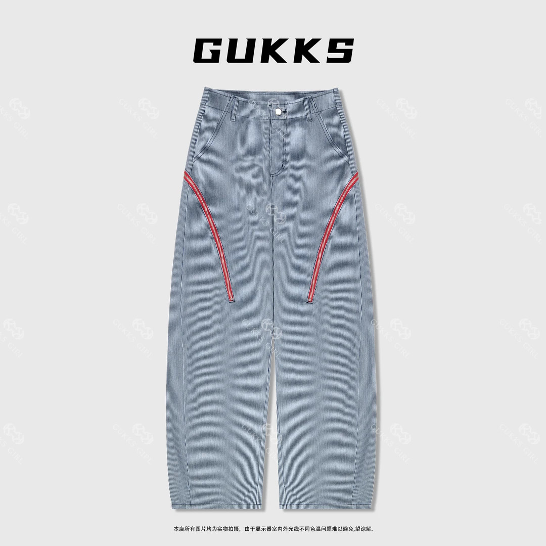 娜娜GUKKS/2025工装潮流小众侧拉链宽松阔腿休闲长裤设计师款