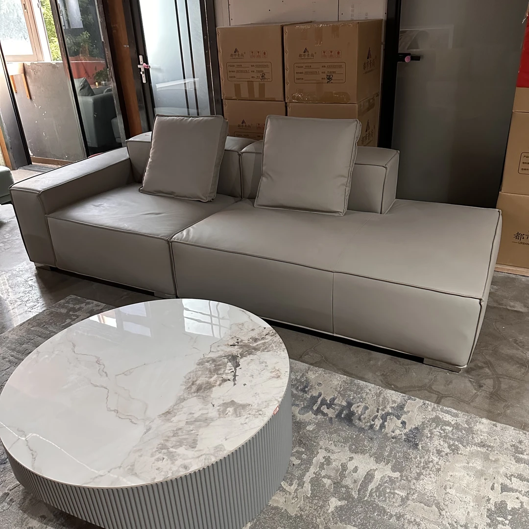 意式现代简约SF19-35三人沙发单位+贵妃2.5m休闲真皮沙发