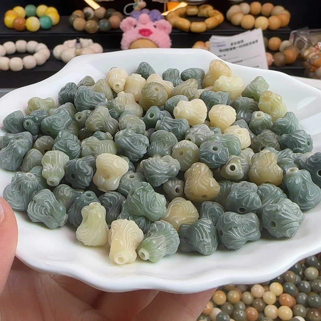 菩提根/象牙果手串卡12绿白菜100颗