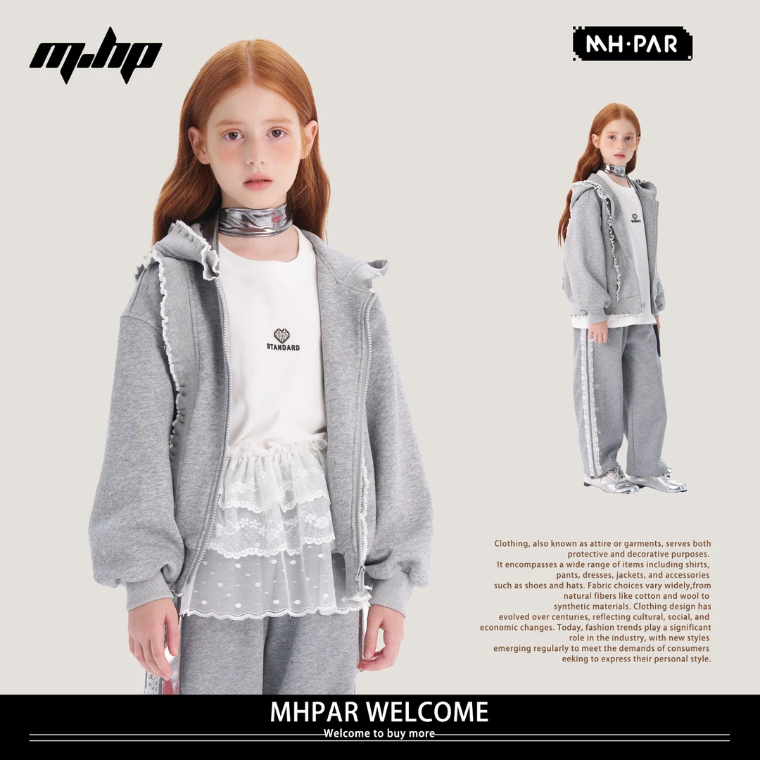 麦哈派MHPAR麦哈派秋款女童休闲花边蕾丝连帽外套253529