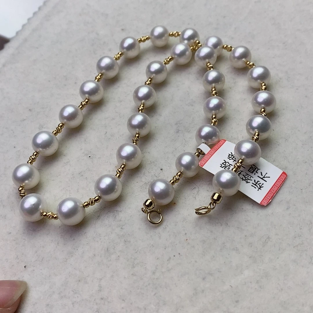 淡水珍珠颈饰18K金镶嵌