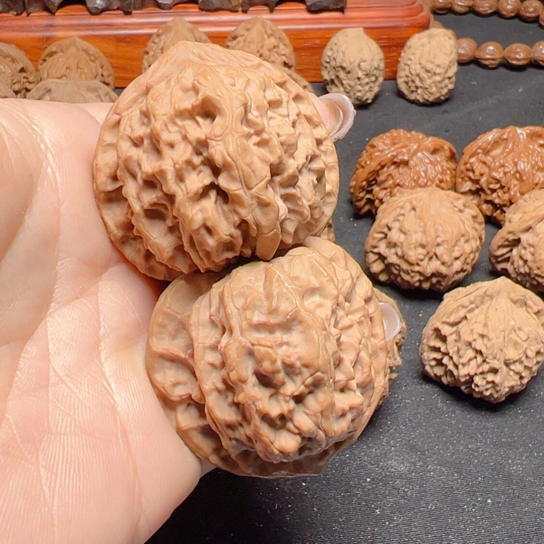 文玩核桃把件野麻狮子头40