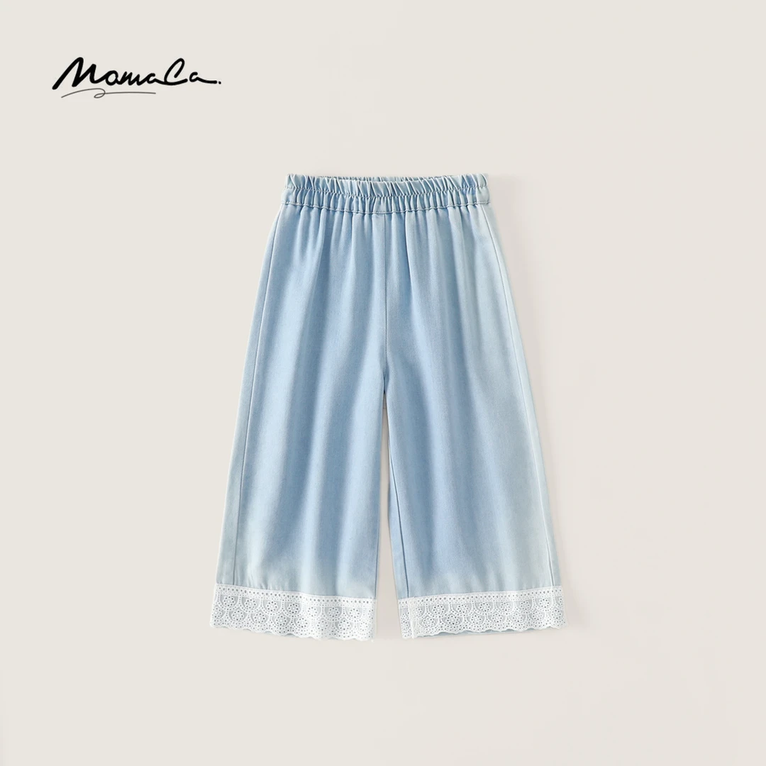 MOMOCO夏季欧若风女童新款时尚百搭花边牛仔裤77630368015