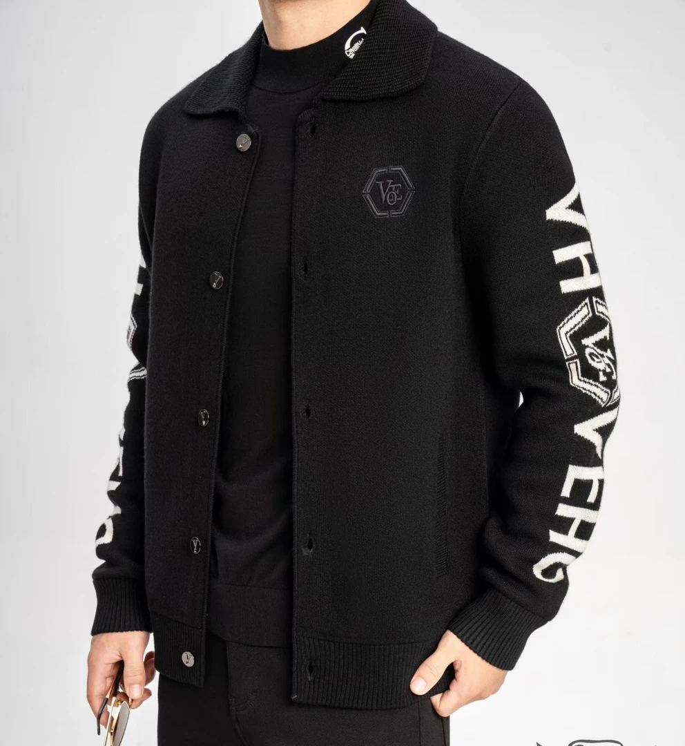 欧货秋冬新款时尚休闲潮流个性男士绵羊毛开衫